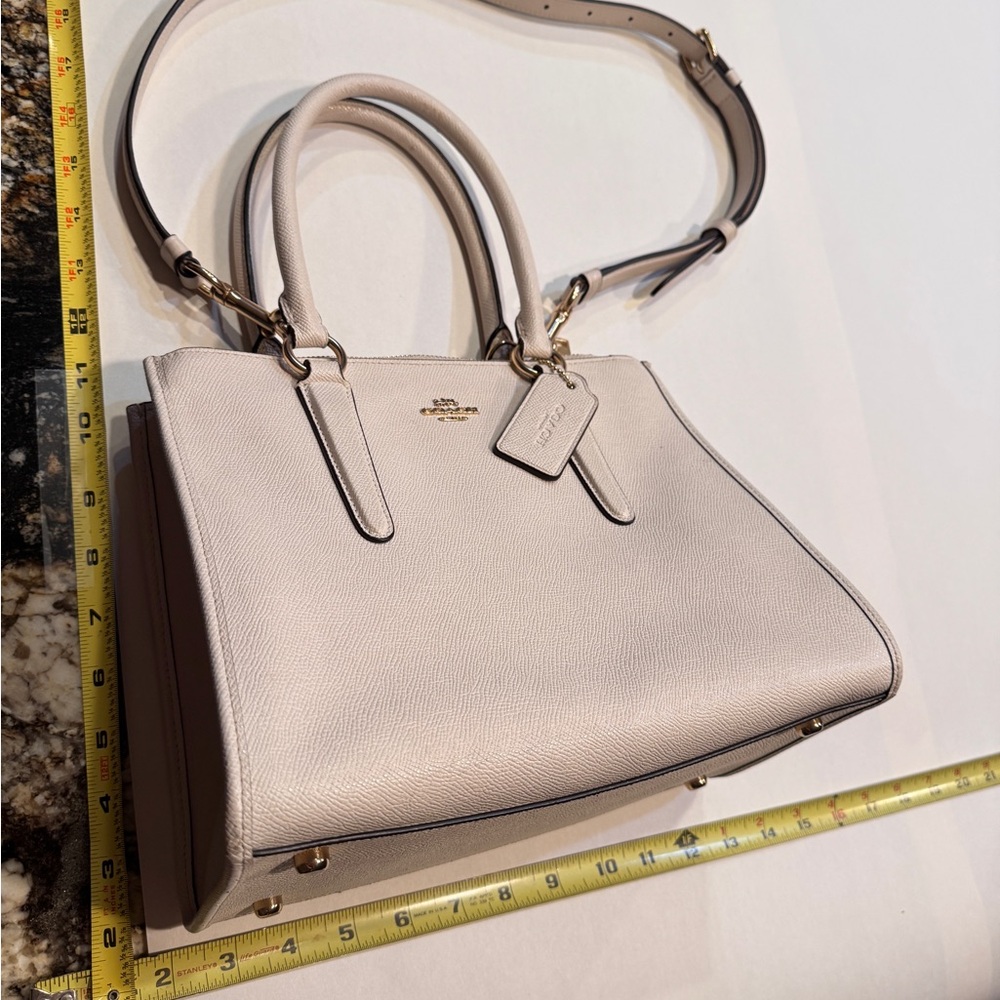 Coach Cream Leather Satchel with Structured Design